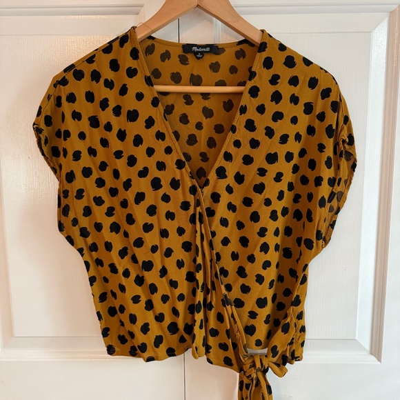 Madewell Leopard Print Wrap Top, Size S - Picture 2 of 8